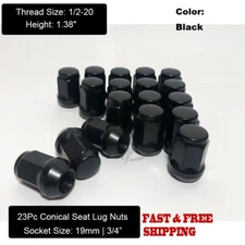 23 Black Jeep Lug Nuts 1/2x20 Bulge Acorn Closed End For Jeep Wrangler JK TJ YJ