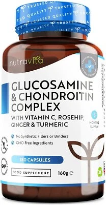 NUTRAVITA Glucosamine Chondroitin + Vitamin C Turmeric Ginger Rosehip - Immune, Joint Care