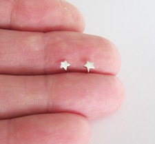 Sterling Silver 4mm Star tiny long post stud earrings.