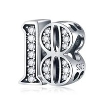 S925 Sterling Silver 18th birthday Bead Charm For Bracelet