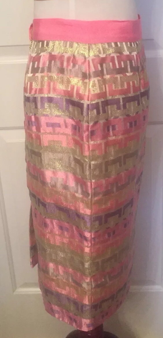 KATE SPADE BARBIECORE Skirt PENCIL Pink KAYLA SPARKLE Metallic JACQUARD size 4 thumbnail 4