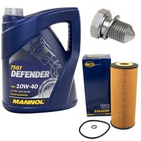 MotoröL Set ÖLfilter SH420P 10W40 5Liter + ÖLablassschraube FüR Audi Seat Skoda