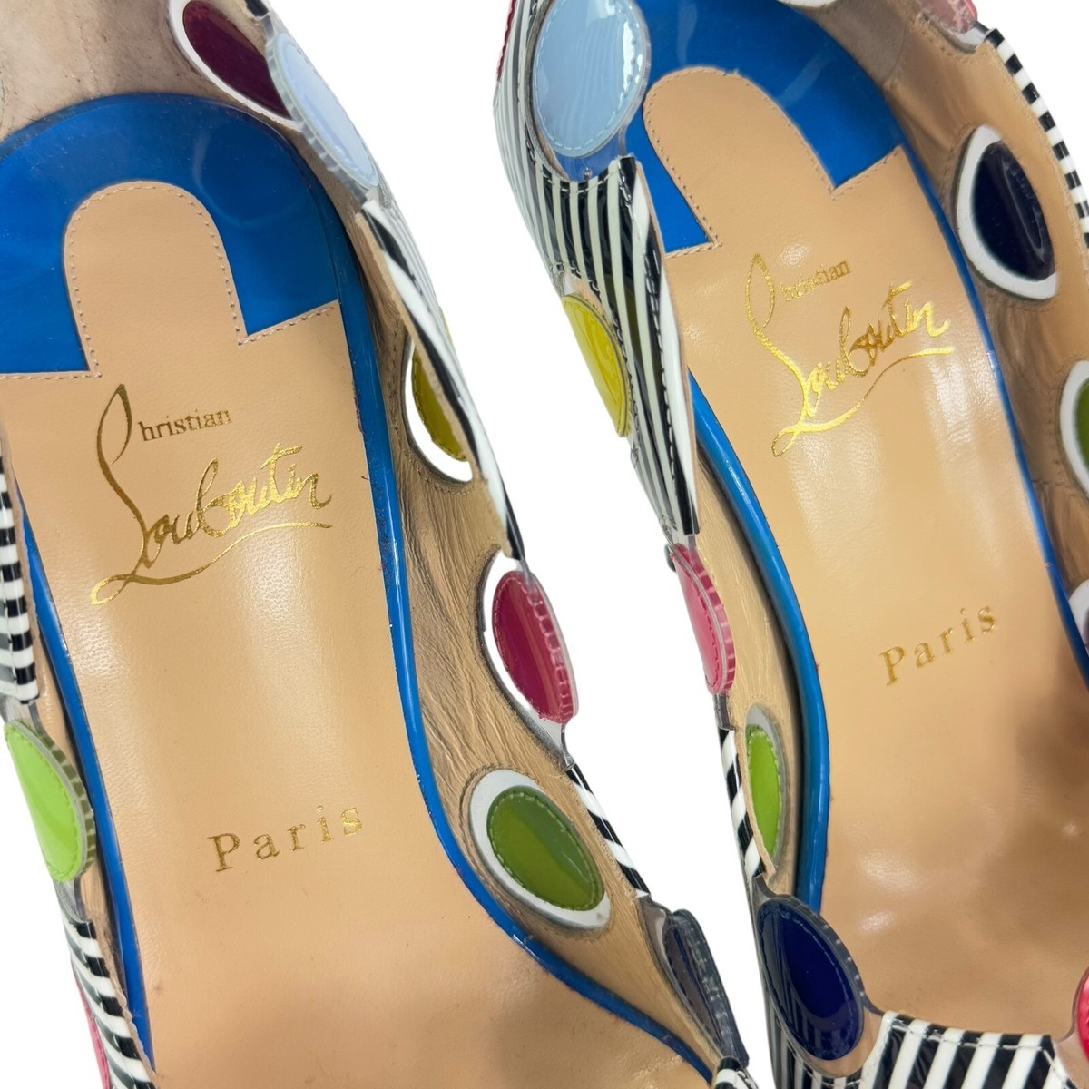 SALE！Christian Louboutin ドット ローヒール Christian Louboutin So Full Kate Multicolor Calfskin Leather
