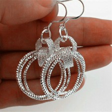 Elegant 925 Sterling Silver New Fashion Round Circle Dangle Drop Hook Earrings
