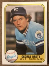 1981 FLEER #28A GEORGE BRETT M.V.P. THIRD BASE ON FRONT KANSAS CITY ROYALS FR SH