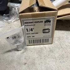 LOT OF 30 - B&K Mueller Galvanized Merchant Coupling 1/4" 511-221HC