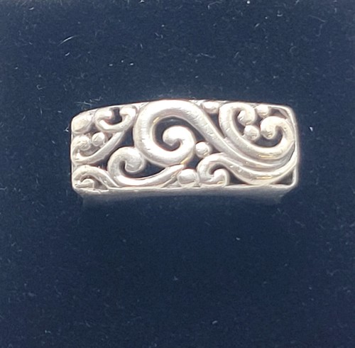 Rechteckiger Ring Schnörkelarbeit 925 Sterling Silber Größe 7 gemarkt ATI 925 Thailand - Bild 2 von 8