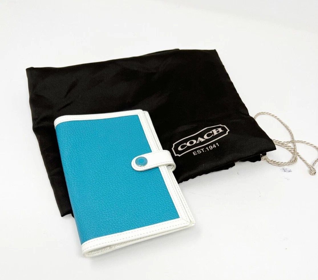 COACH Travel Wallet For Passport Check Book and Credit Cards Aqua Blue OS