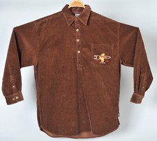Disney Catalog Winnie The Pooh Brown Corduroy Pullover Button Shirt Adult L NEW