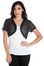 Fashion Secrets Women`s Short Sleeve Sheer Bolero Chiffon Shrug Jacket Cardigan 