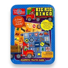 Big Rig Bingo Magnetic Travel Game Tin Storage Case Car Trip Activity TS Shure