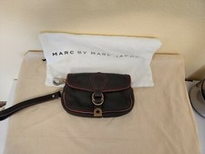 Vintage Pre Owned Marc Jacobs Wristlet Clutch Brown Leather W/ Duster Bag