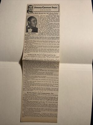Henry Armstrong Boxer 1954 Sporting News Boxing 4X15 Panel
