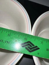 TWO Corelle ENGLISH BREAKFAST 6.25" Soup bowls Cream + Light Blue, Pink Rose