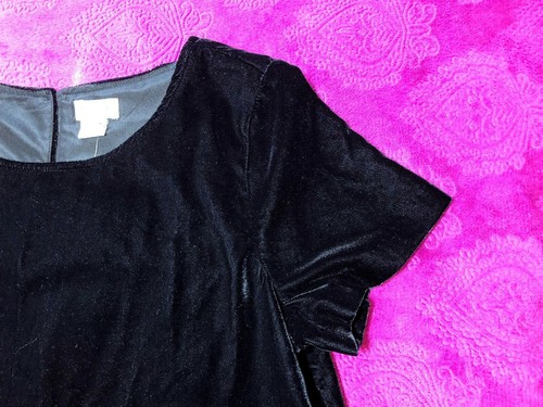 BNWT J.CREW BLACK VELVET SHORT SLEEVE PARTY CRUISE TOP BLOUSE SIZE S UK 8 10 ♡♡♡ - Picture 2 of 8