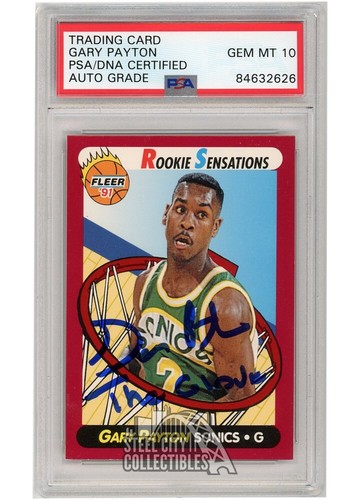 Gary Payton 1991-92 Fleer Rookie Sensations Auto Card "The Glove" #9 PSA/DNA 10