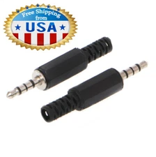 5 Pcs 3.5mm 1/8" Jack 4 Pole Stereo Audio Male Plug Cable Connector DIY