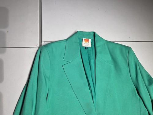 Farm Rio Blazer Women's XS Straight Two Button Oversize Style Green Lyocell Coat - Picture 2 of 11
