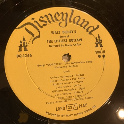 Walt Disney The Littlest Outlaw RARE OST Cast LP Disneyland DQ 1246 VG+!!!! - Picture 3 of 4
