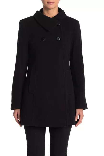 Larry levine double clearance breasted walker coat
