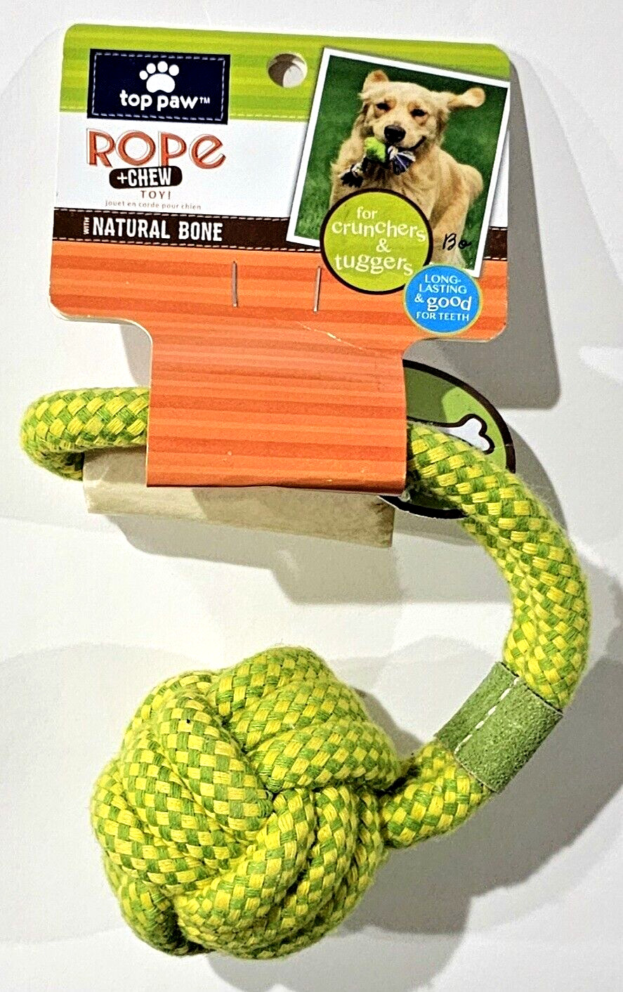 Top Paw Dog Rope Chew Toy With Natural Bone Long Lasting Goo