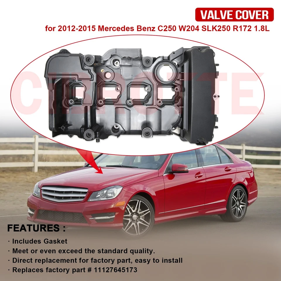 Valve Cover w/ Gasket for 2012-2015 Mercedes Benz C250 W204 SLK250 R172 1.8L🏅 - Image 2 of 4