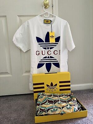 ) COTTON | Big! Brand Men\'s Runs ( TEE GUCCI Size X JERSEY White New! ADIDAS Small eBay