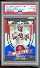 2022 Prizm DP Red White Blue Prizm Justin Fields RC #163 Bears PSA 10