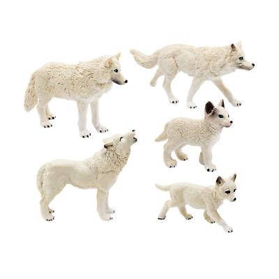 5 Stück Wolf Spielzeug Figuren weißer Wolf Spielset Modell für Geburtstagsgeschenke