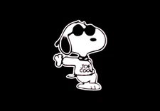 Joe Cool (leaning) WHITE vinyl decal for car window weatherproof 4.5 x 3.5" USA