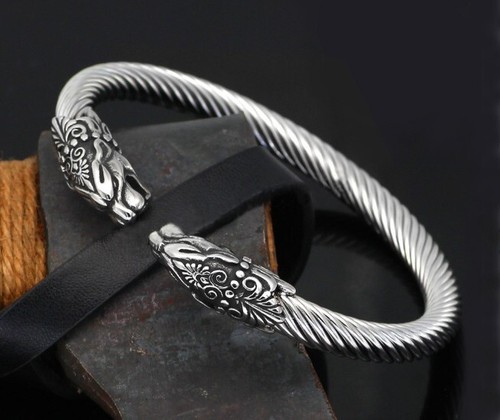 Edelstahl Armreif Panther Wikinger Armband Wolf - Bild 2 von 2
