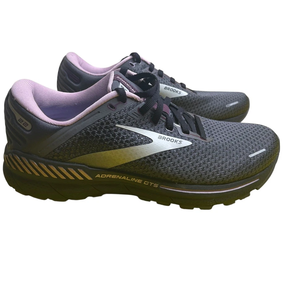 Brooks Adrenaline GTS 22 Women's 11 D Wide Running Shoes Grey Purple Mint US 11 - Image 3 of 4