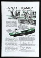 Cargo Steamer 16" Wooden Ship Model Toy 1939 HowTo build PLANS