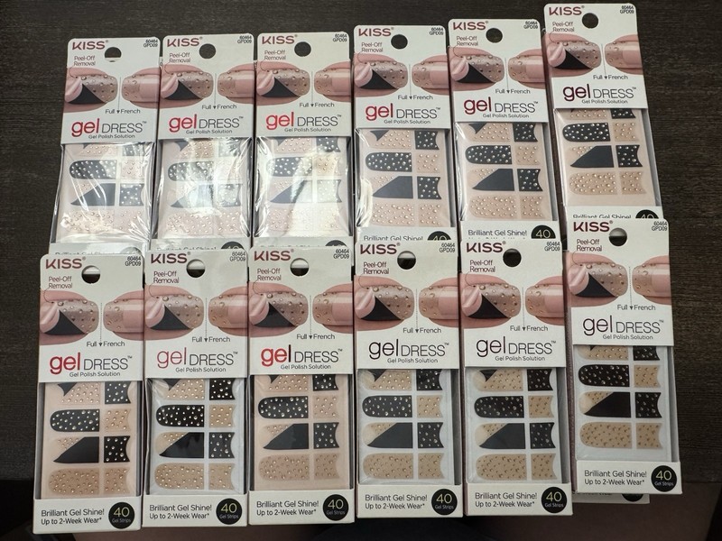 Lot of 60! Kiss Gel Nail Stickers. Polish Wrap 40 Gel Strips.Neutral Nails