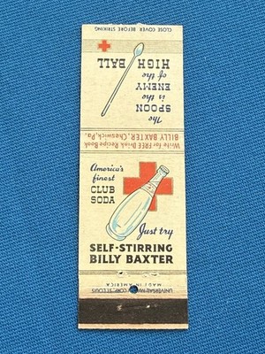 Billy Baxter Club Soda Cheswick Pennsylvania VTG Matchbook Cover Lt#289