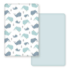 Stretchy Ultra Soft Jersey Knit Fitted Pack N Play Sheets Set 2 Pack, Portable/M