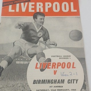 Liverpool v Birmingham City Division 1 Programme Anfield 22 Feb 1964 Written on