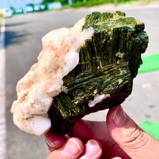 1.16LB  Natural green tourmaline quartz crystal cluster mineral specimen