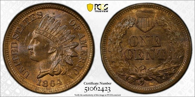 1864 Bronze 1C PCGS MS65BN CAC - Image 2 of 2