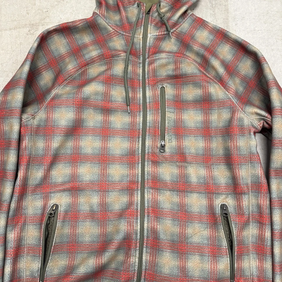 Burton Dryride Full Zip Hoodie Jacket Plaid Fleece Snowboard Mens Size Large - Image 2 of 4