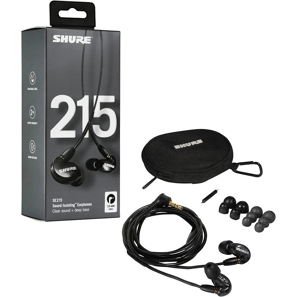 Shure SE215 Dynamic Microdriver Earphones Black