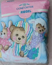 Vtg 1980s RIEGEL USA NEW Open Bag Teddy Beddy Bear  Friends Comforter 33"x 42"