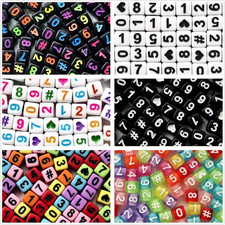 600pcs Number Beads 6 Colors Acrylic Square 6x6mm Number Beads Each Color 100pcs