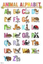 Animal Alphabet Letters Poster ABC Toddler Kids Art Print Poster 24x36