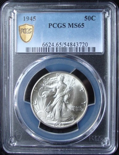 1945 Walking Liberty Silver Half Dollar - PCGS MS 65 - Gold Shield