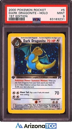 Pokemon 2000 Dark Dragonite 5/82 Holo 1st Edition Team Rocket PSA 9