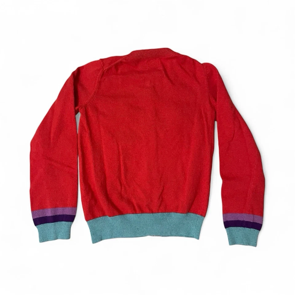 Mini Boden Suéter Cárdigan Niñas Talla 7-8 Años Rojo Floral Preppy Vacaciones Foto 2 de 4