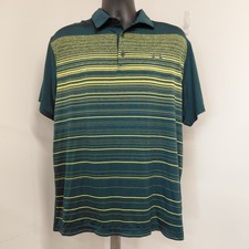 Under Armour Golf Shirt Mens Size XL Green Heat Gear Performance Polo Striped.