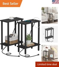 Set of 2 End Table Sofa Side Table Living Room Black