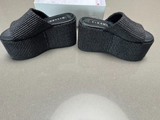 Simon Miller F105 Blackout Platform Sandals In Black Raffia Size:us 7 / Eur 37